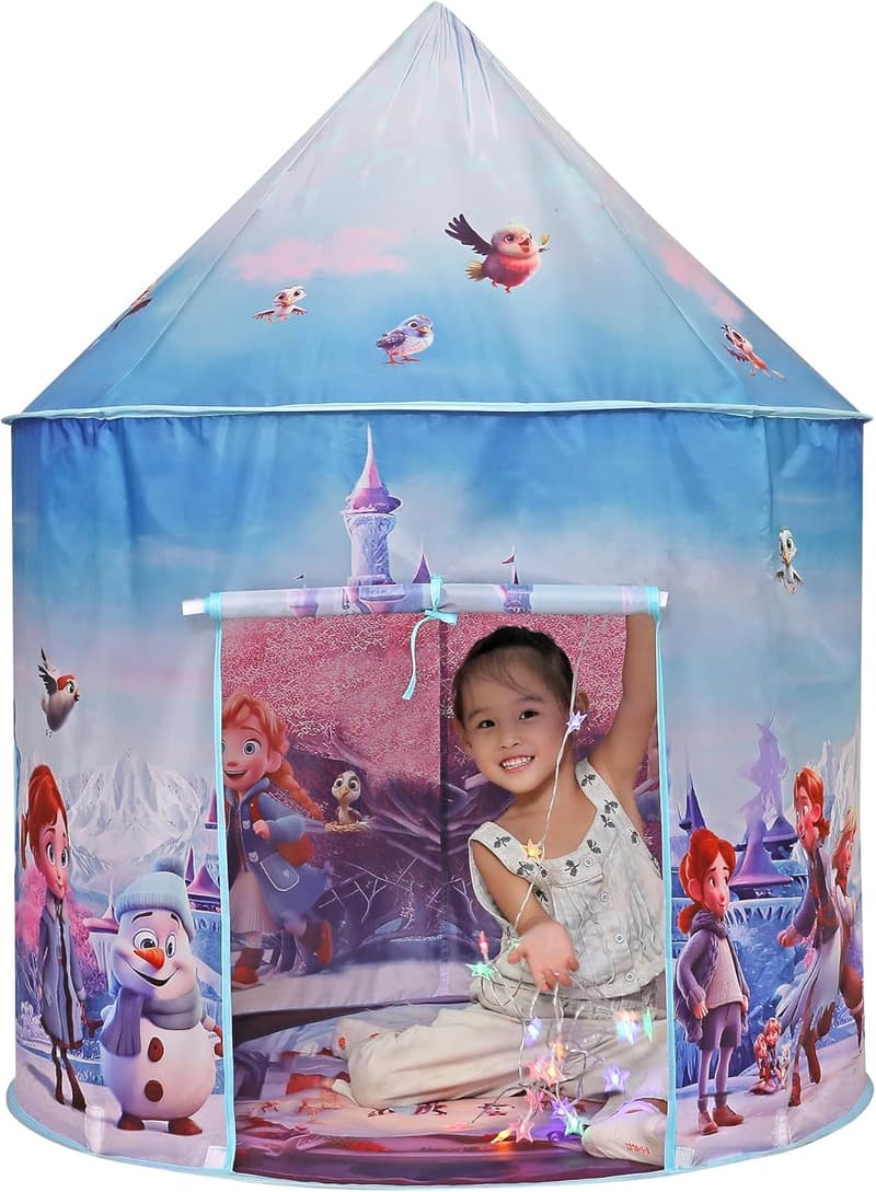 Indoor Playhouse for Kids - Ice Castle Tent with Star Lights