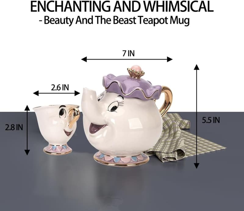 Beauty and the Beast Teapot and Mug Set for Tea Parties