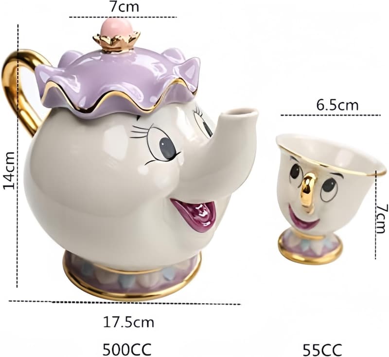 Beauty and the Beast Mrs. Potts & Chip Sculpted Teapot Set