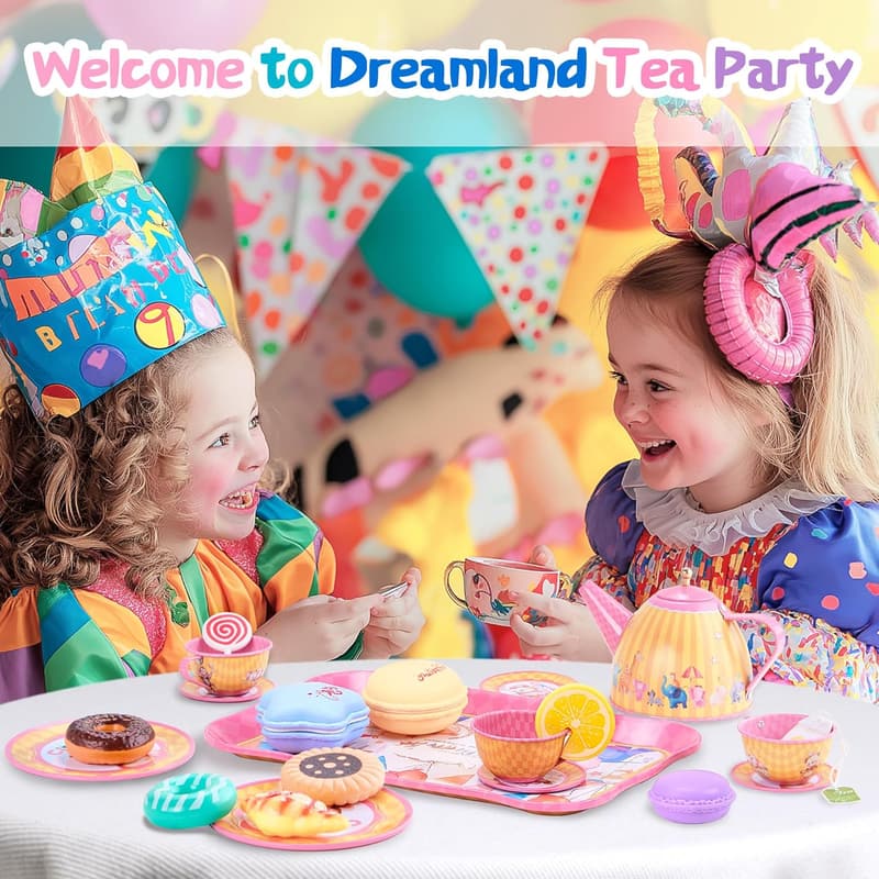 Dreamland World 61-Pc Tea Party Set for Girls Age 3-6