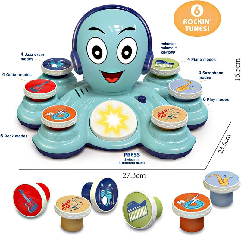 Musical Octopus Toy for Toddlers - Educational Birthday Gift
