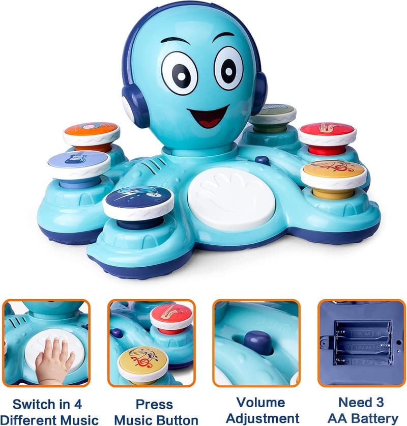 Musical Octopus Toy for Toddlers - Educational Birthday Gift