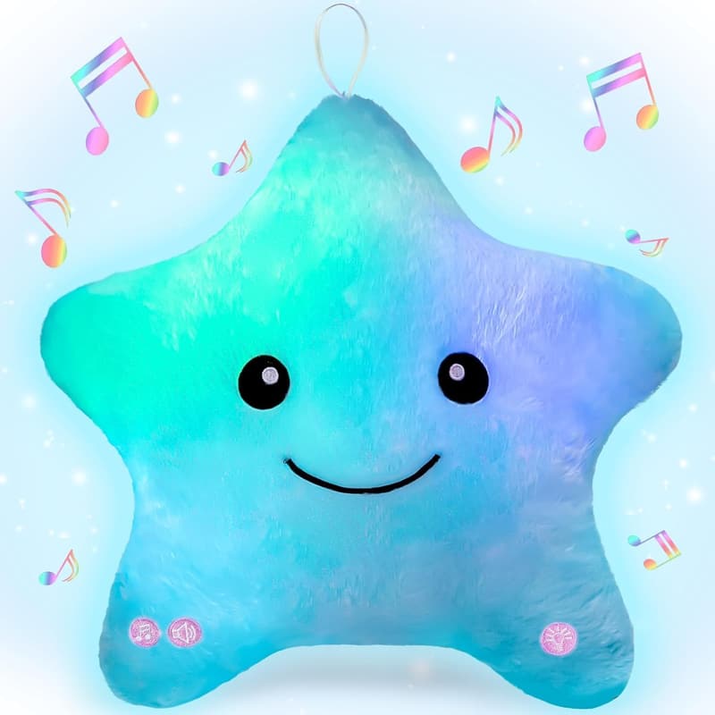 Sensory Star Pillow with Light & Music for Kids
