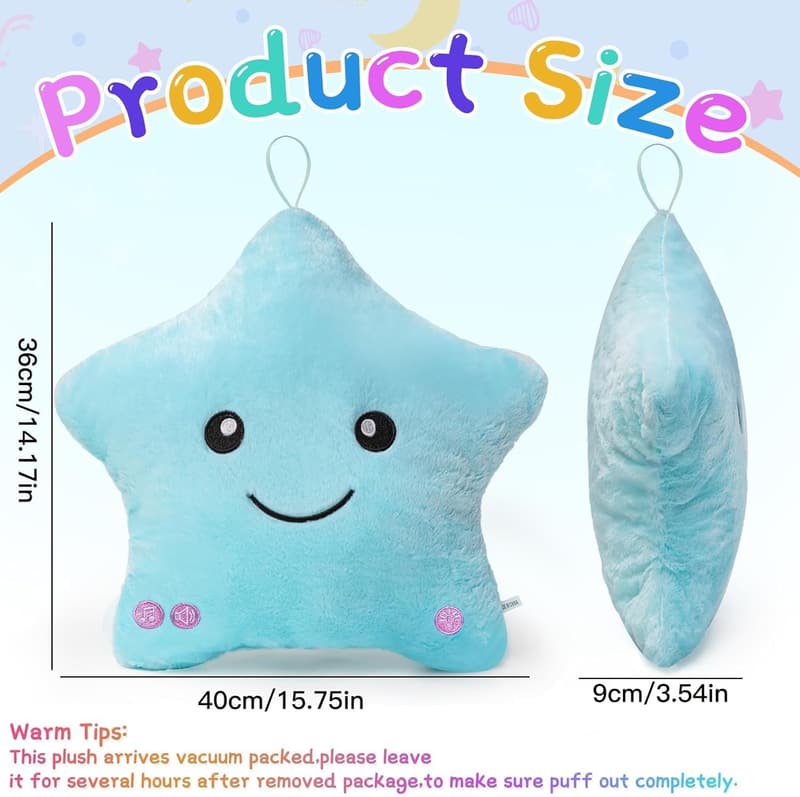 Sensory Star Pillow with Light & Music for Kids