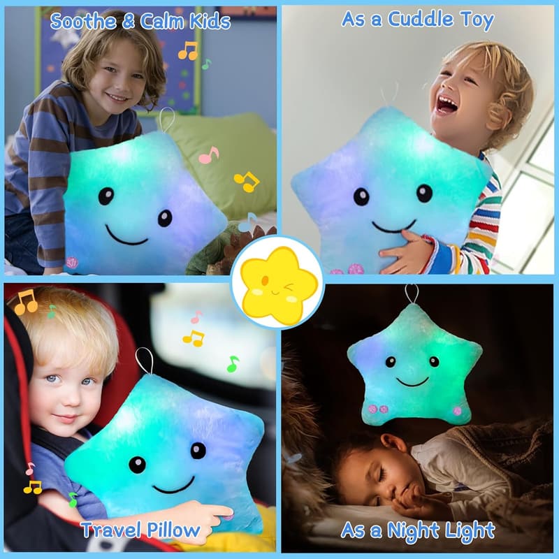Sensory Star Pillow with Light & Music for Kids