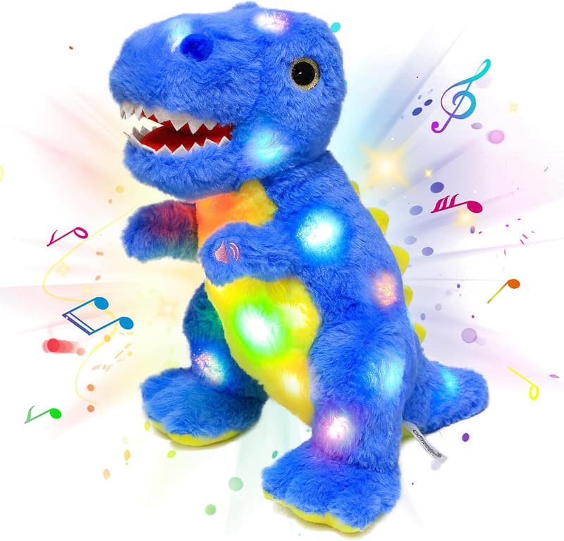 Blue Dinosaur LED Musical Plush T-Rex Toy for Kids