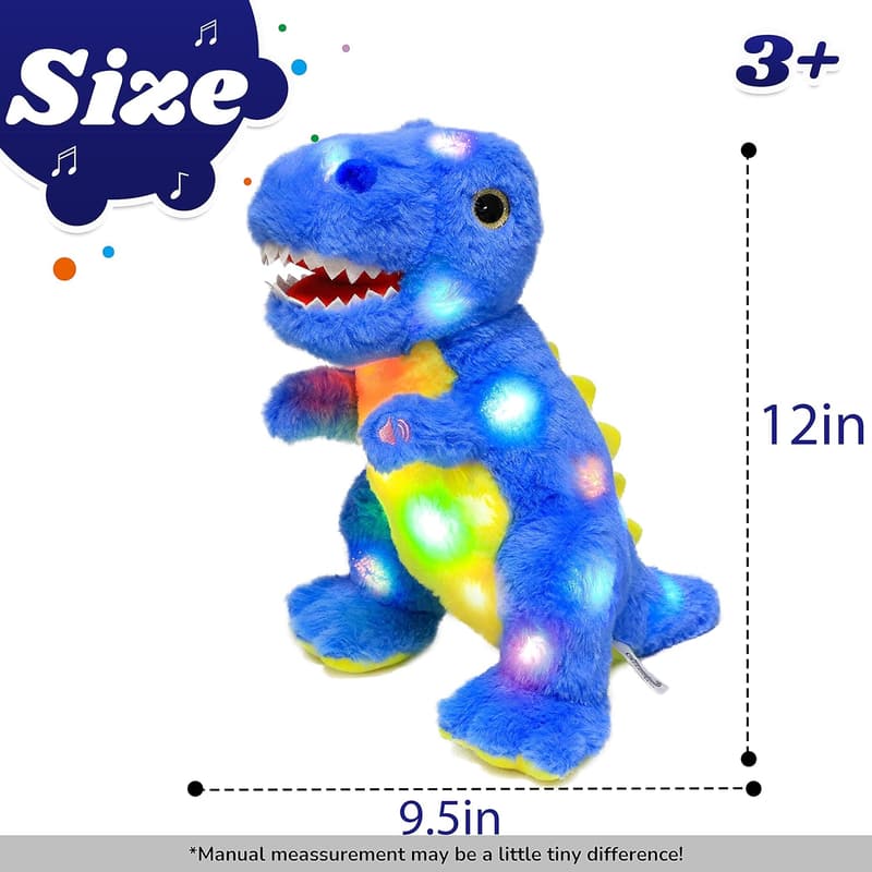 Blue Dinosaur LED Musical Plush T-Rex Toy for Kids