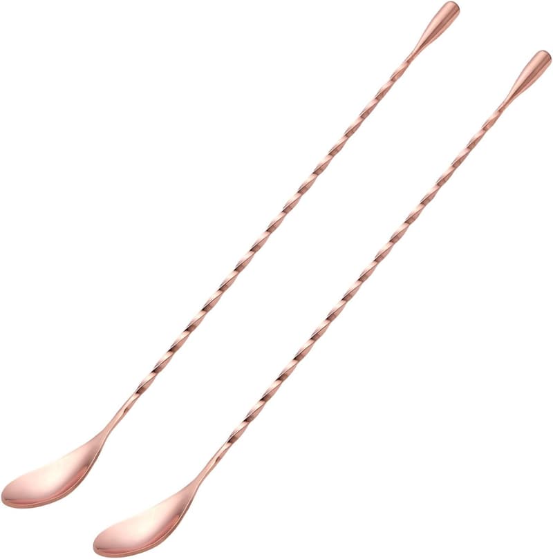 Rose Gold Stainless Steel Bar Spoon Set - 12 In, 2 Pcs