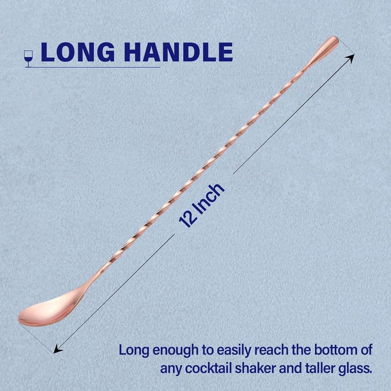 Rose Gold Stainless Steel Bar Spoon Set - 12 In, 2 Pcs