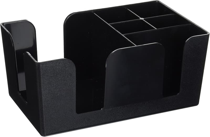 Medium Black Bar Caddy with 6 Compartments