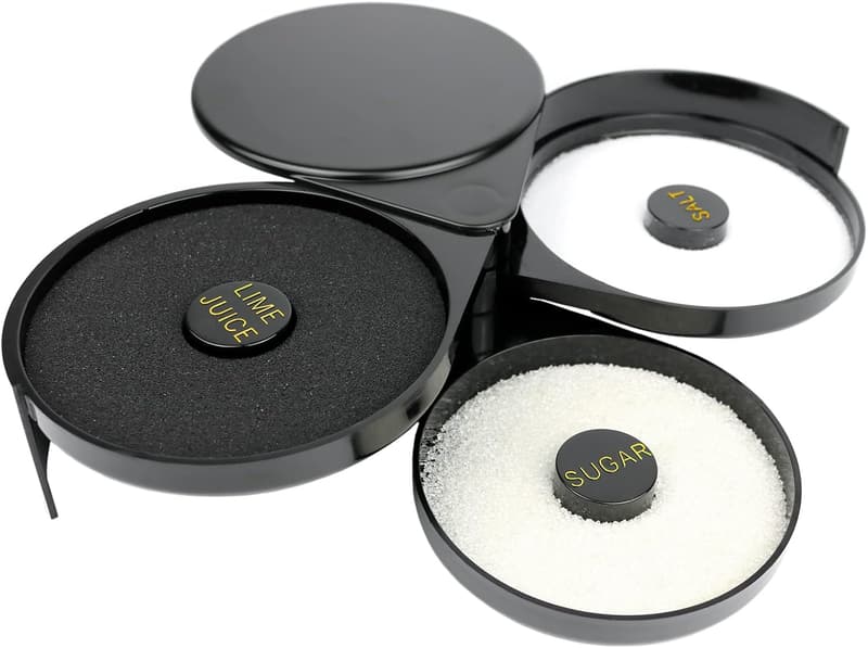 3-Tier Black Plastic Glass Rimmer for Cocktails