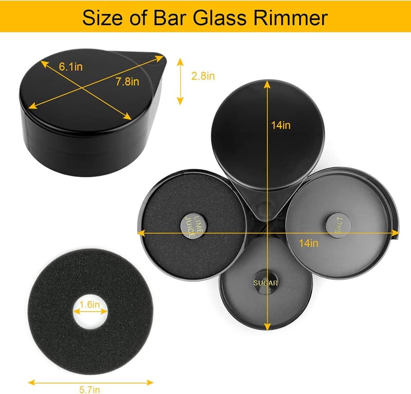3-Tier Black Plastic Glass Rimmer for Cocktails