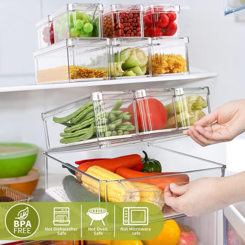 Stackable Clear Plastic Organizer Bins - 10 Pack