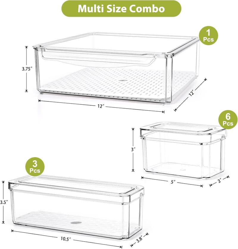 Stackable Clear Plastic Organizer Bins - 10 Pack