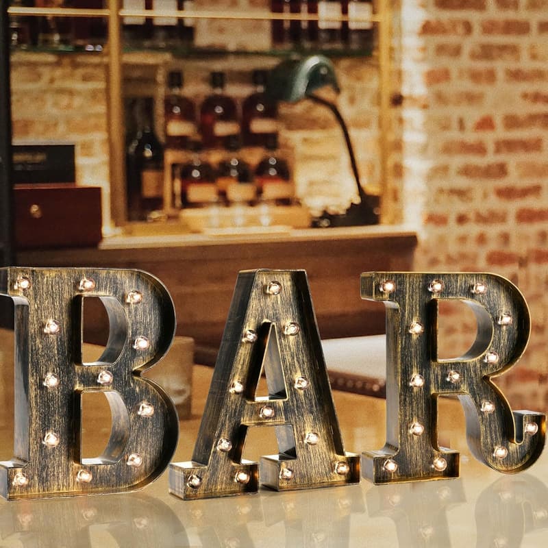 Illuminated LED BAR Sign – Vintage Home Decor Lighted Accessory