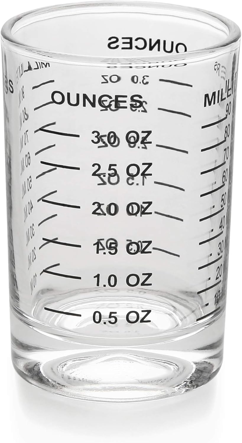 3 oz Heavy Espresso Shot Glass Measuring Cup with Black Line