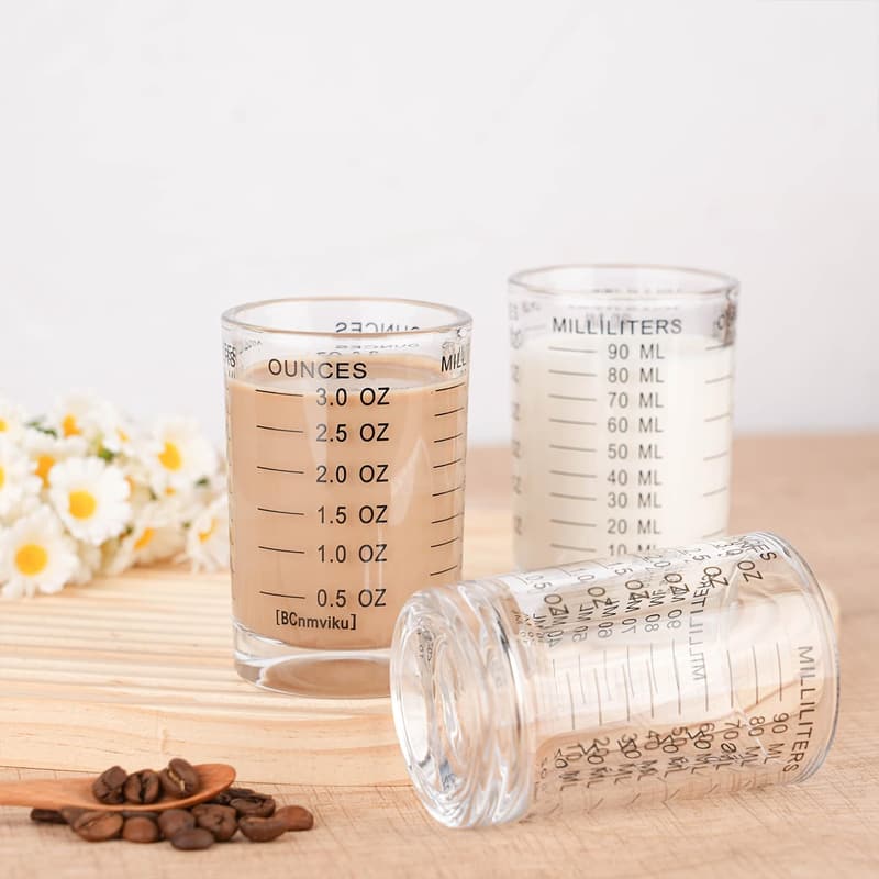 3 oz Heavy Espresso Shot Glass Measuring Cup with Black Line