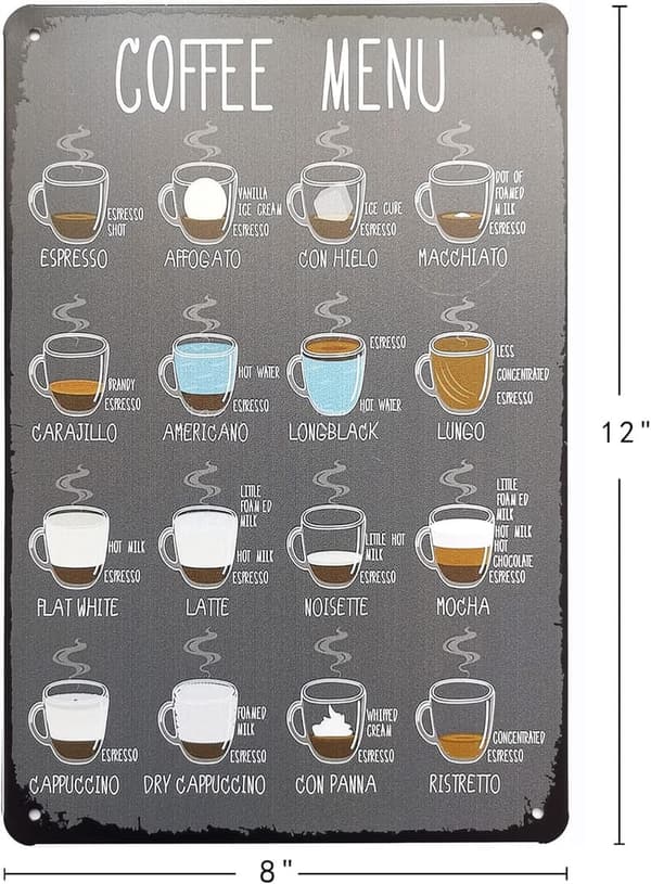 Coffee Bar Decor Metal Sign for Kitchen and Home