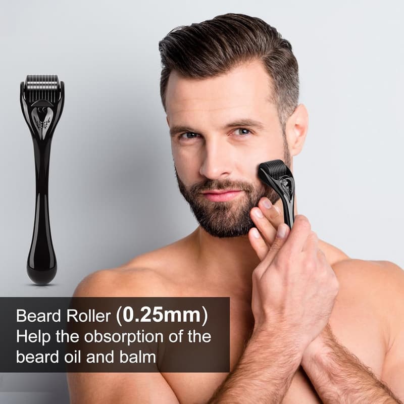 Beard Growth Kit for Men with Oil, Balm, Comb & Massager