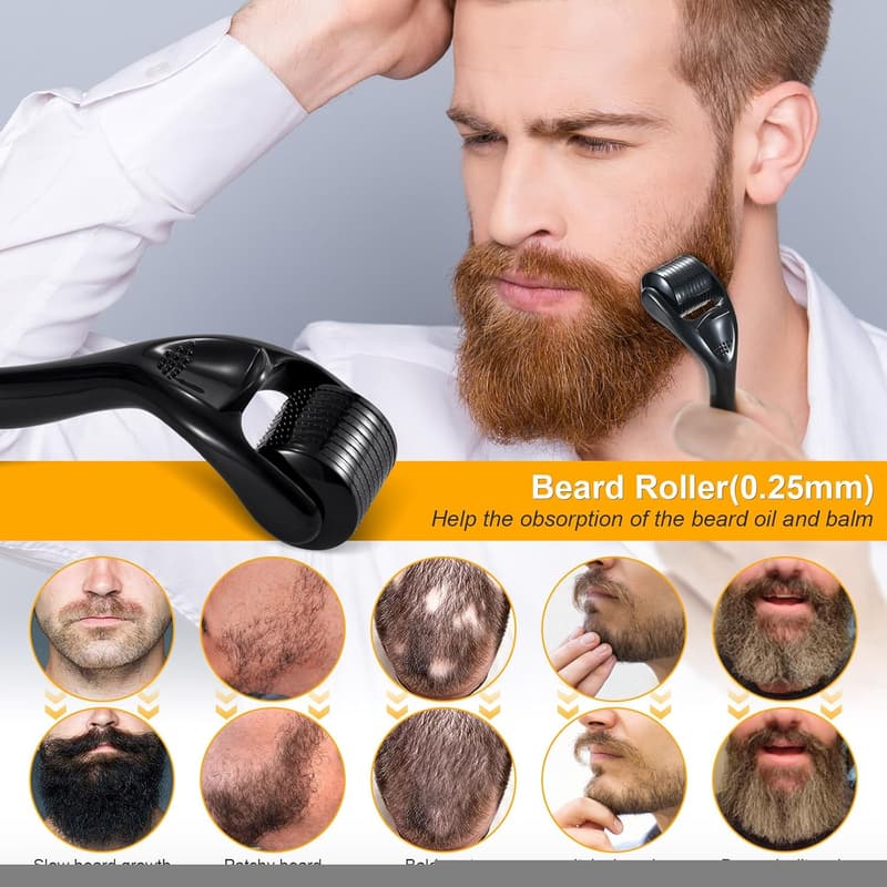 Beard Growth Kit for Men - Oil, Balm, Comb & Massager
