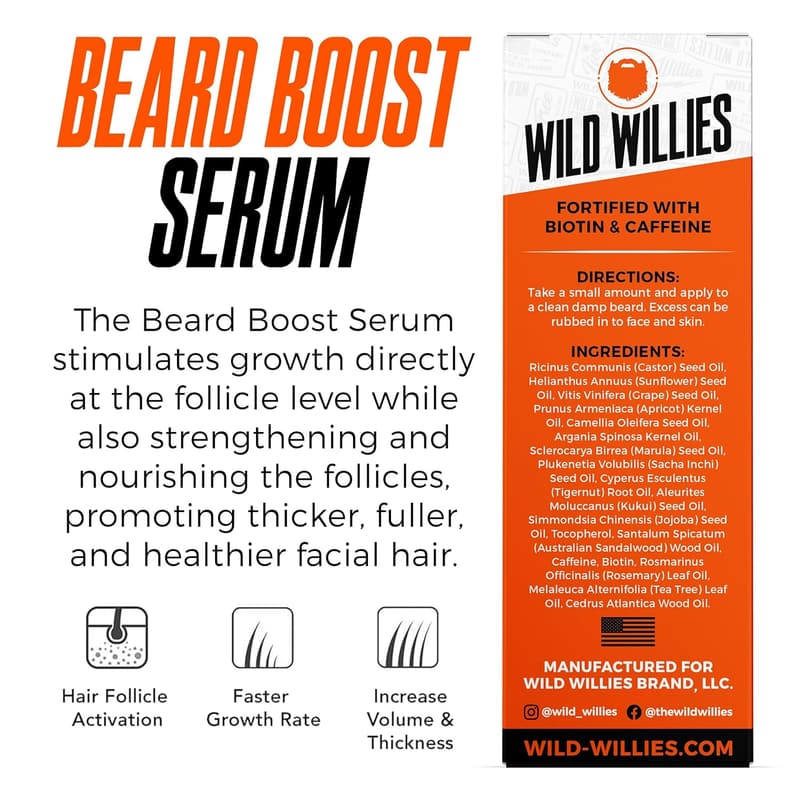Beard Growth Serum 2-Pack with Biotin & Caffeine - Natural Care