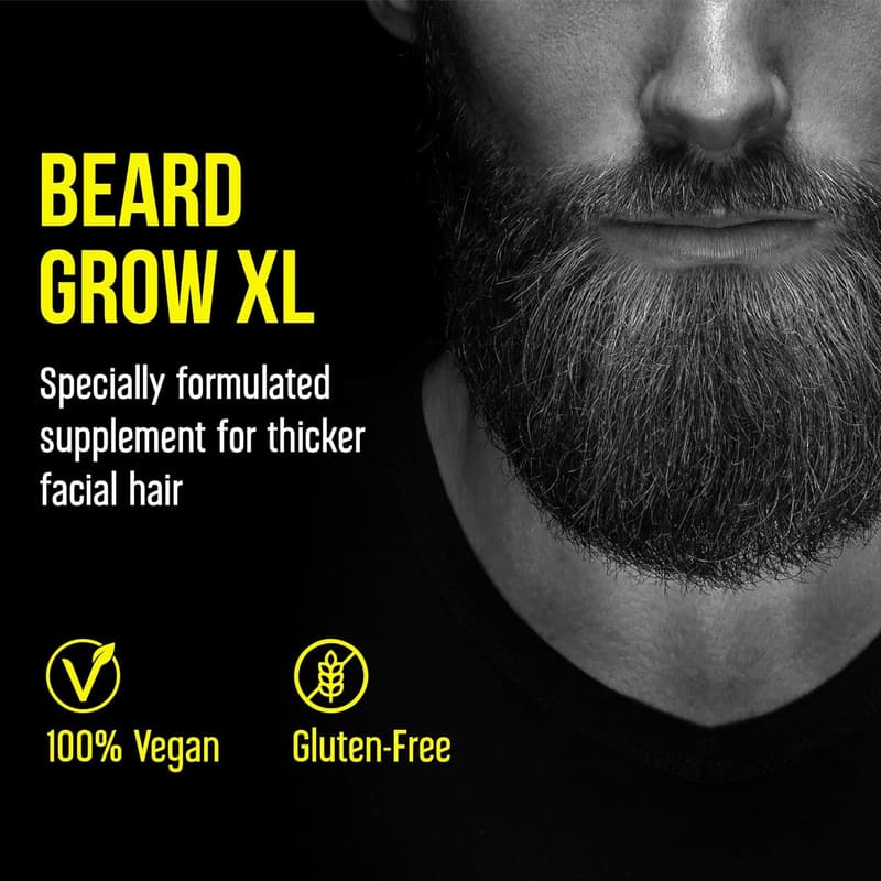 Beard Growth Supplement - Vegan Formula for Thicker Beards