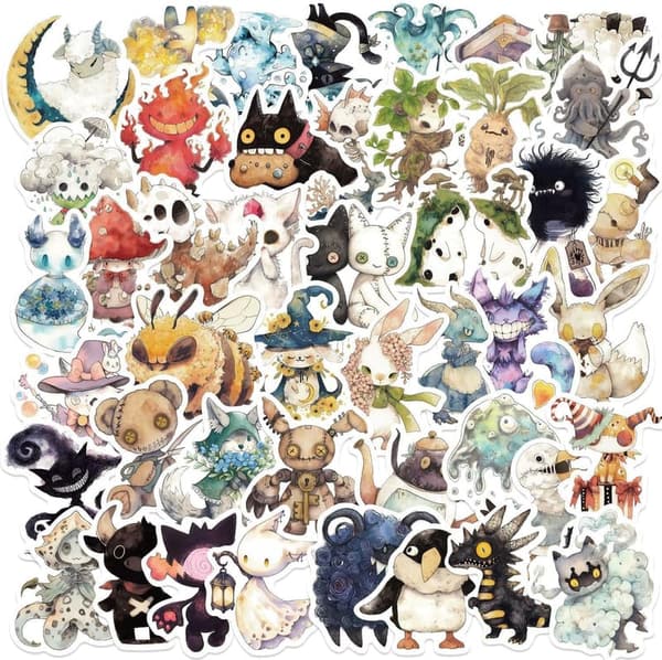 50 Pcs Waterproof Fantasy Cryptid Sticker Pack for Crafts