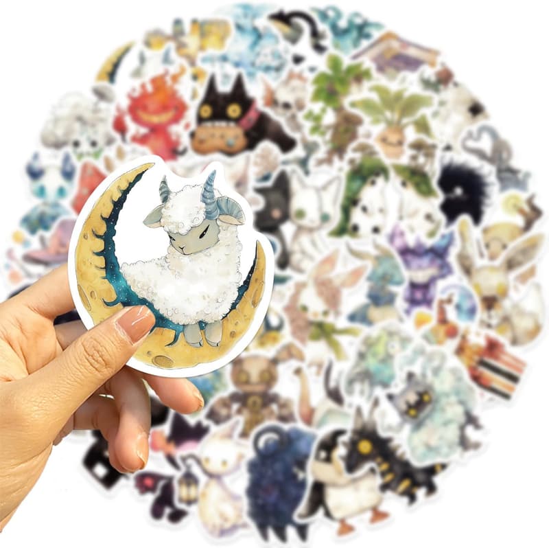 50 Pcs Waterproof Fantasy Cryptid Sticker Pack for Crafts