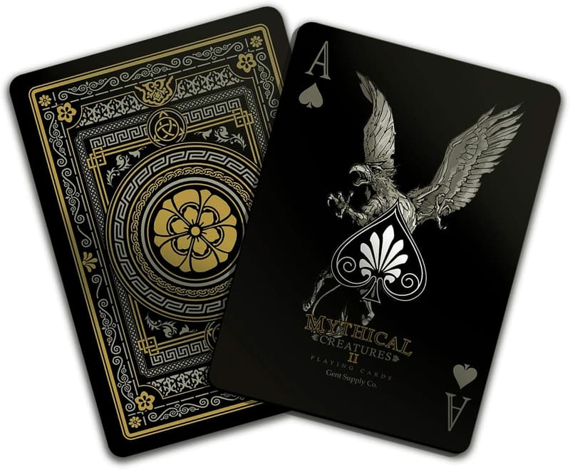 Mythical Creatures Playing Cards - Black Silver & Gold Edition