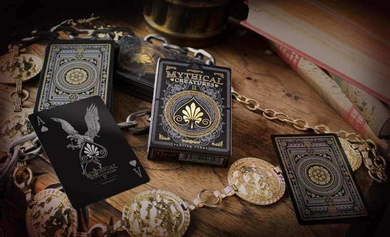 Mythical Creatures Playing Cards - Black Silver & Gold Edition