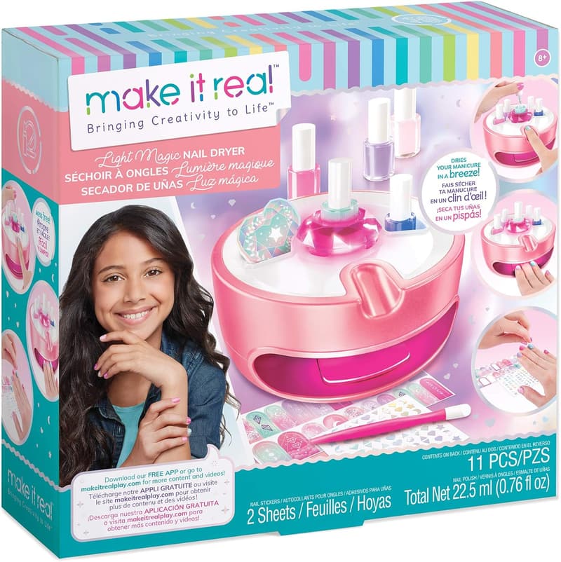 Nail Dryer & Polish Set for Girls - 5 Vibrant Colors & Accessories