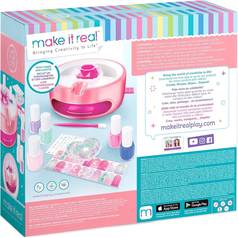 Nail Dryer & Polish Set for Girls - 5 Vibrant Colors & Accessories