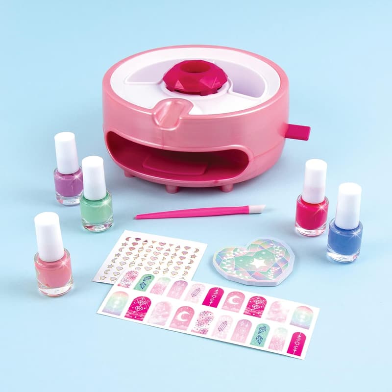 Nail Dryer & Polish Set for Girls - 5 Vibrant Colors & Accessories
