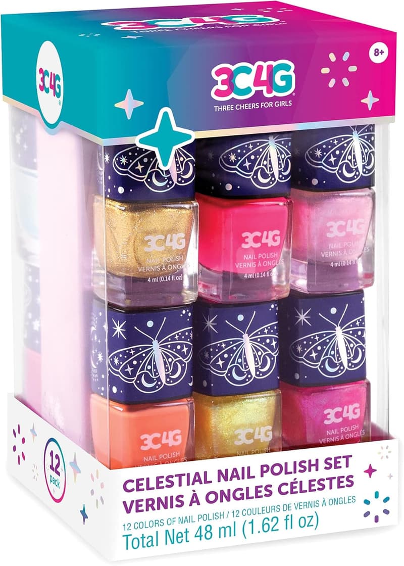 Celestial 12-Pack Non-Toxic Nail Polish Set for Girls