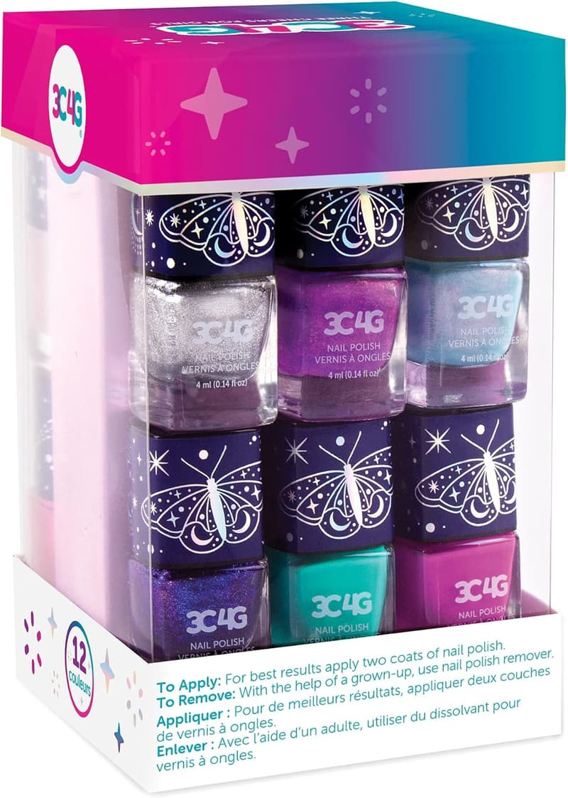 Celestial 12-Pack Non-Toxic Nail Polish Set for Girls