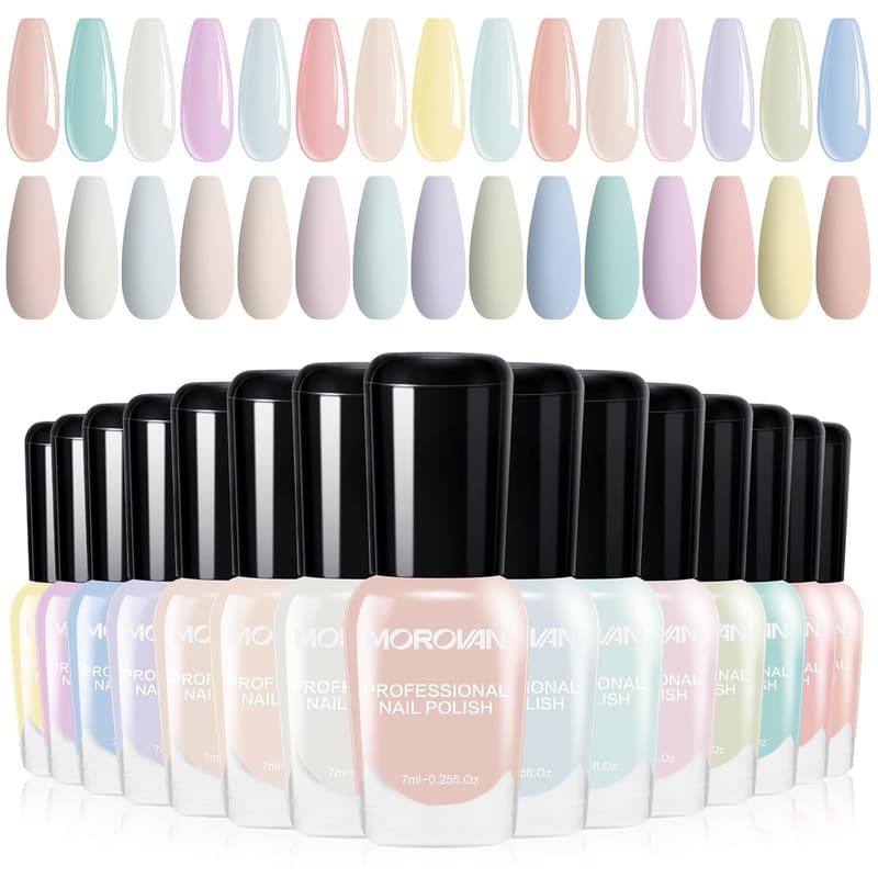 Pastel Macaron Nail Polish Set - 15 Quick Dry Colors for Women