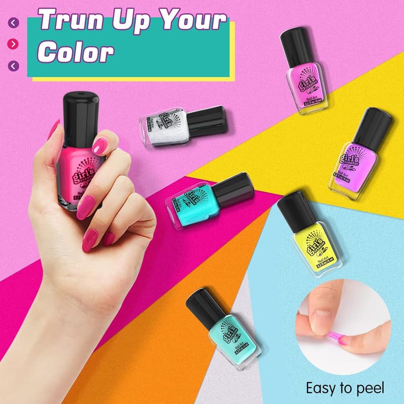 Kids Nail Art Studio Kit - Non-Toxic Quick Dry Nail Polish Set
