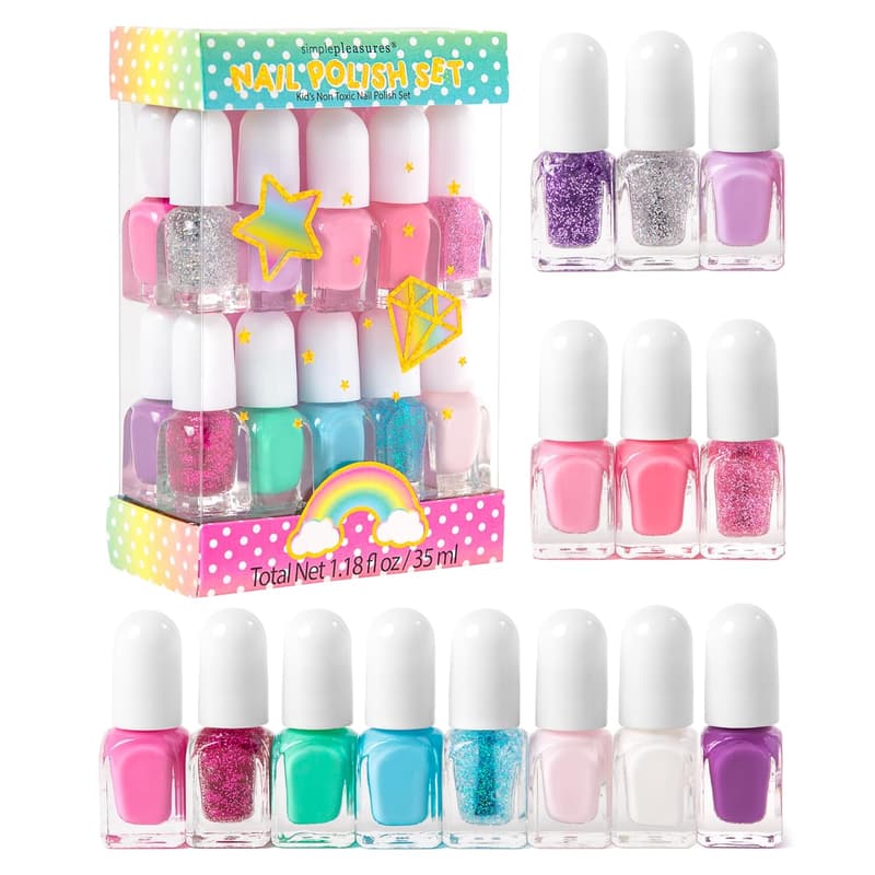 Unicorn Glitter Nail Polish Set - Non-Toxic Art Kit for Girls
