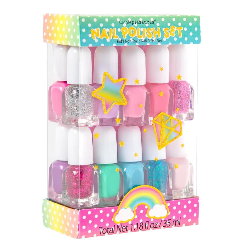 Unicorn Glitter Nail Polish Set - Non-Toxic Art Kit for Girls