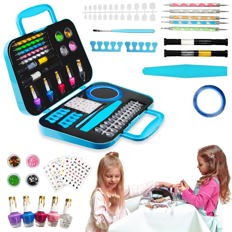 Birthday Nail Art Set for Girls - Non-Toxic Polish Kit for Ages 6-12