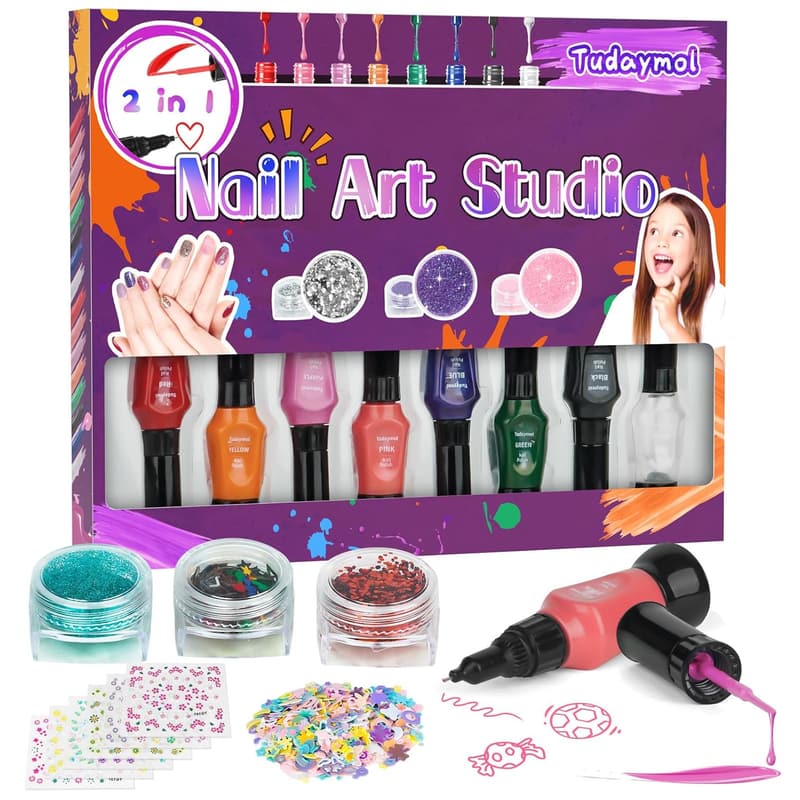 Nail Polish Kit for Kids Ages 6-12 - Non-Toxic Art Set