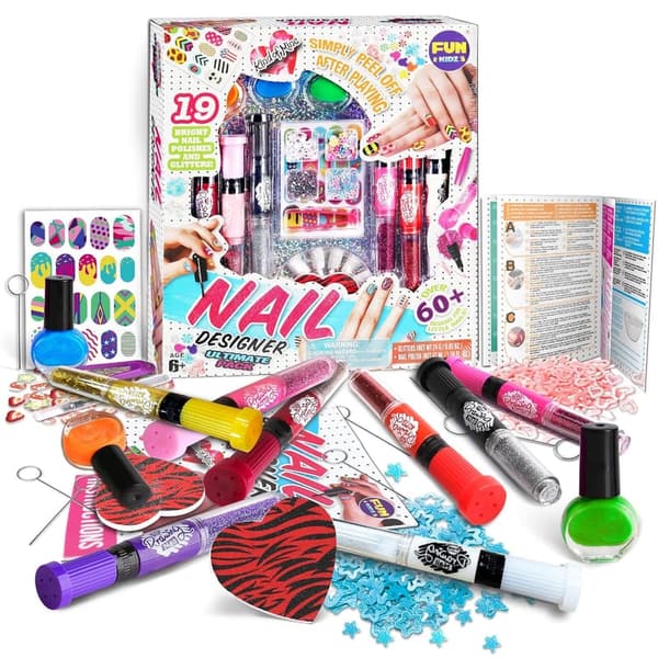 Nail Art Studio Set for Girls 7-12 with Peelable Polish & Accessories