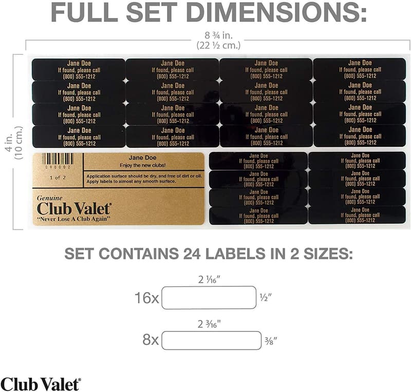 Personalized Golf Club Labels – 24 Weatherproof Identifiers