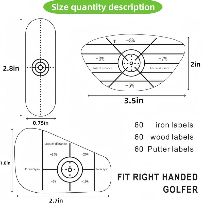 Golf Impact Tape Labels - 180 PCS Swing Training Stickers
