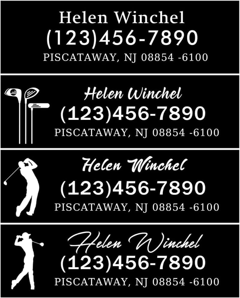 Personalized Waterproof Vinyl Golf Club Labels - Black Stickers