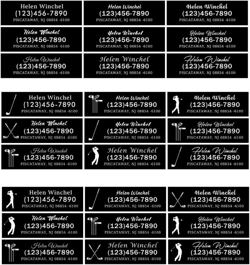 Personalized Waterproof Vinyl Golf Club Labels - Black Stickers