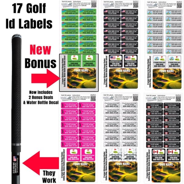 Personalized Golf Club Stickers Set of 17 - Unique Golfer Gift