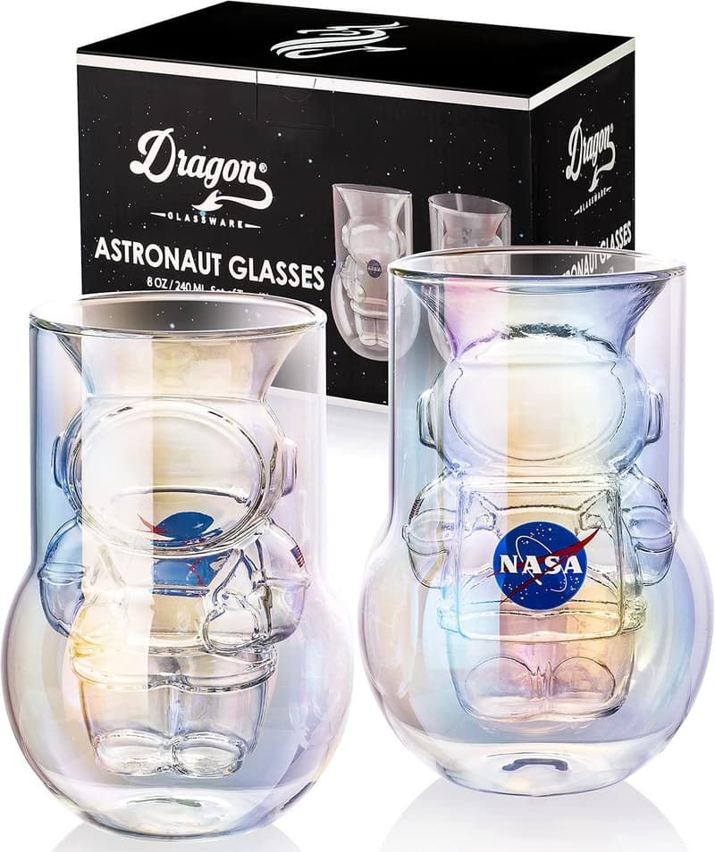 NASA Artemis Double Wall Glasses - 7 oz Iridescent Drinkware Set