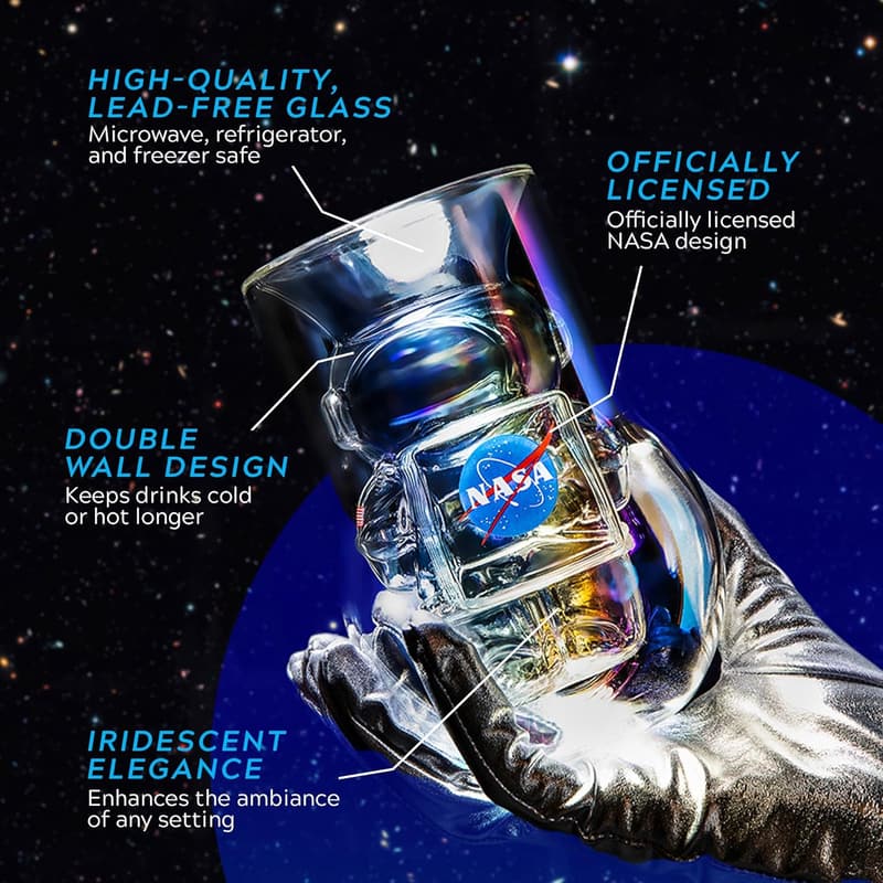 NASA Artemis Double Wall Glasses - 7 oz Iridescent Drinkware Set
