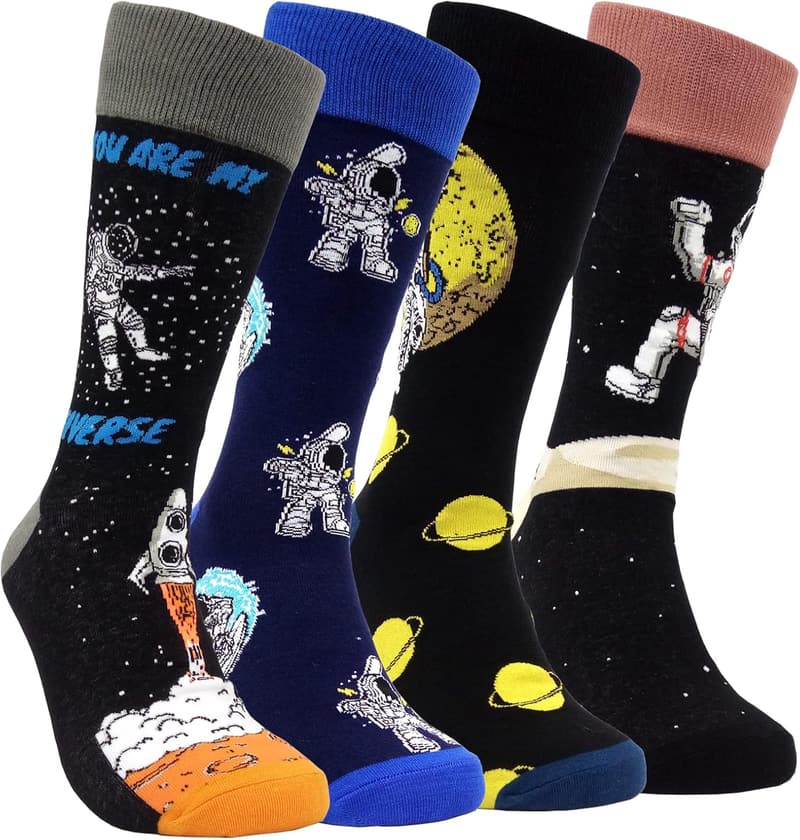 Funny Patterned Cotton Dress Socks for Men